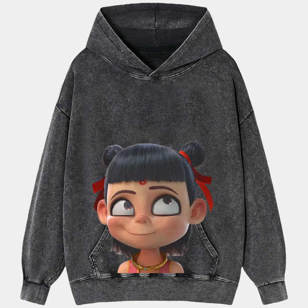 AQCHIC Ne Zha Big Face V2 Unisex Graphic Heavyweight Cotton Shirt