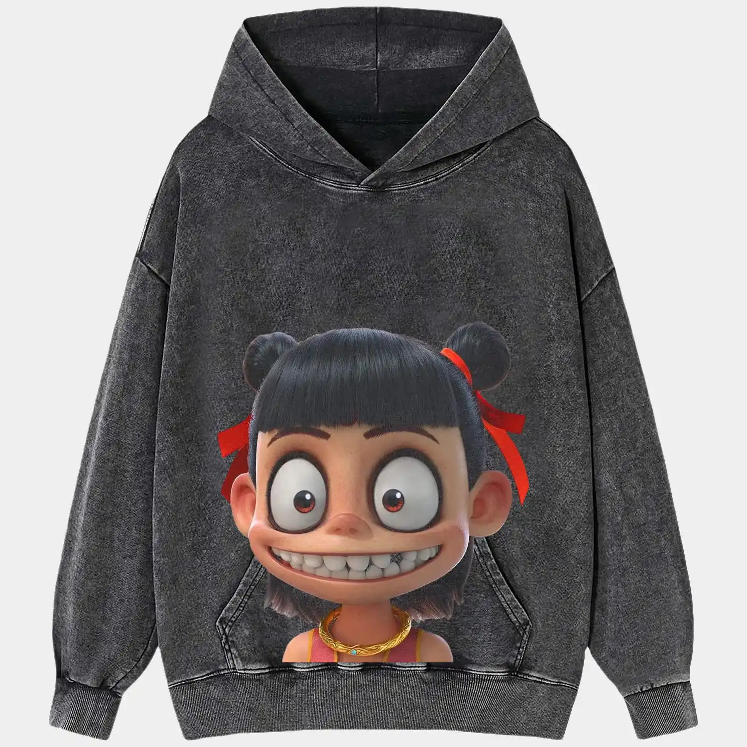 AQCHIC Ne Zha Big Face Unisex Graphic Heavyweight Cotton Shirt