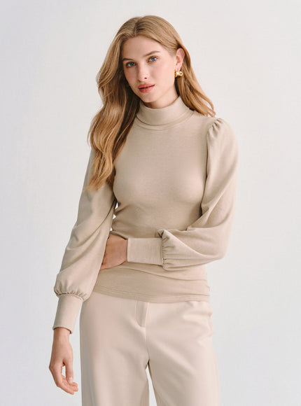Turtleneck Puff Sleeve Top