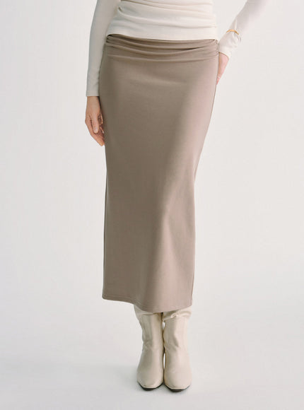 MaxWarm Ruched Side Pencil Maxi Skirt
