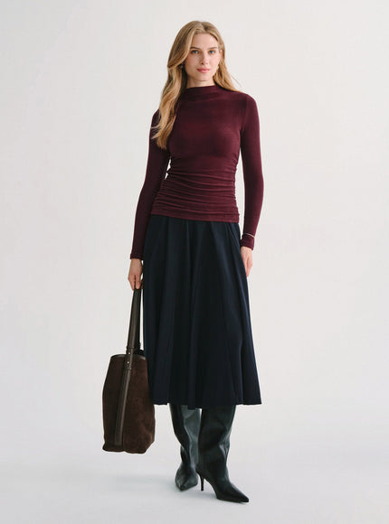 Ruched Sides Tuckable Mockneck Top