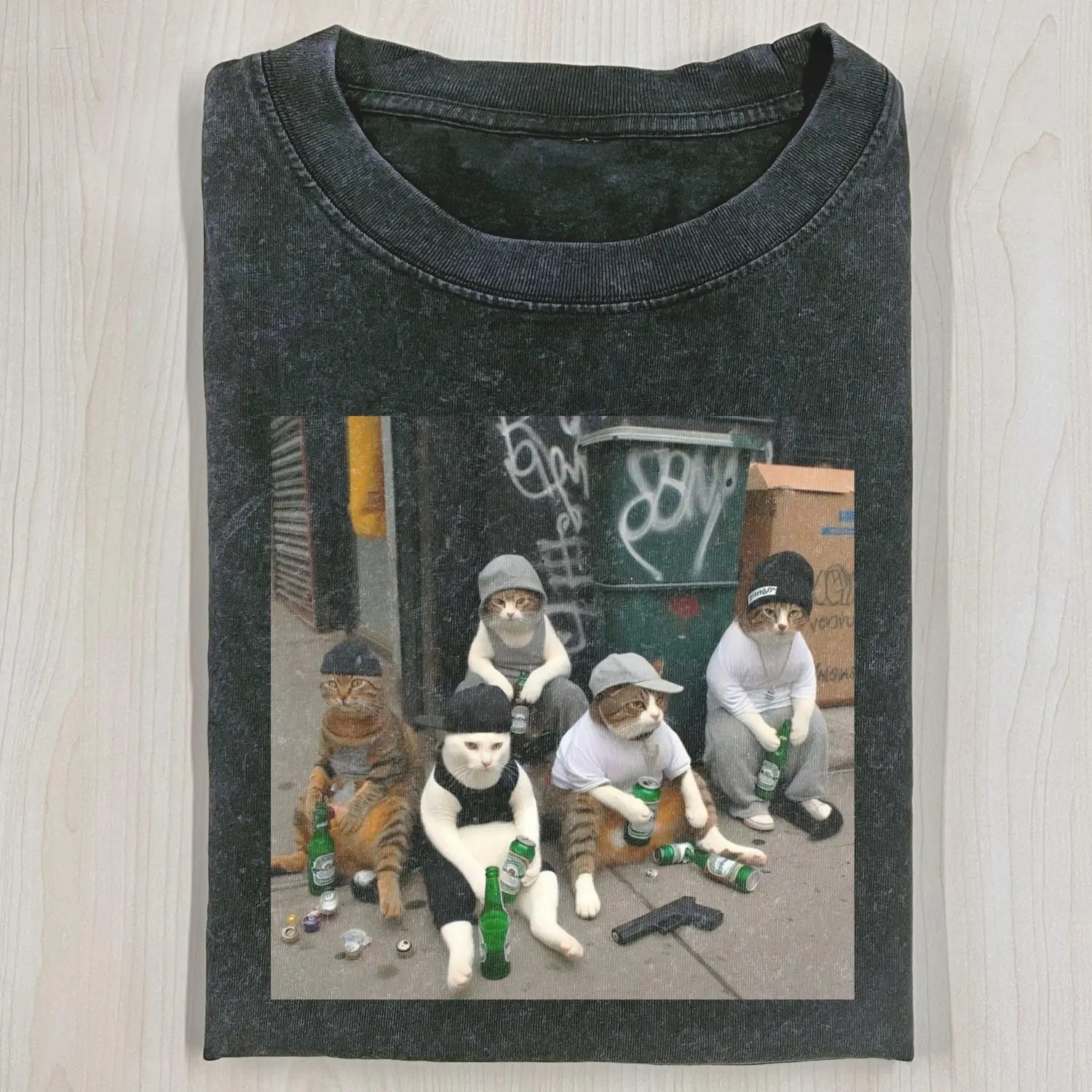 AQCHIC Outlaw Cat 3.24 Unisex Graphic Heavyweight Cotton Shirt