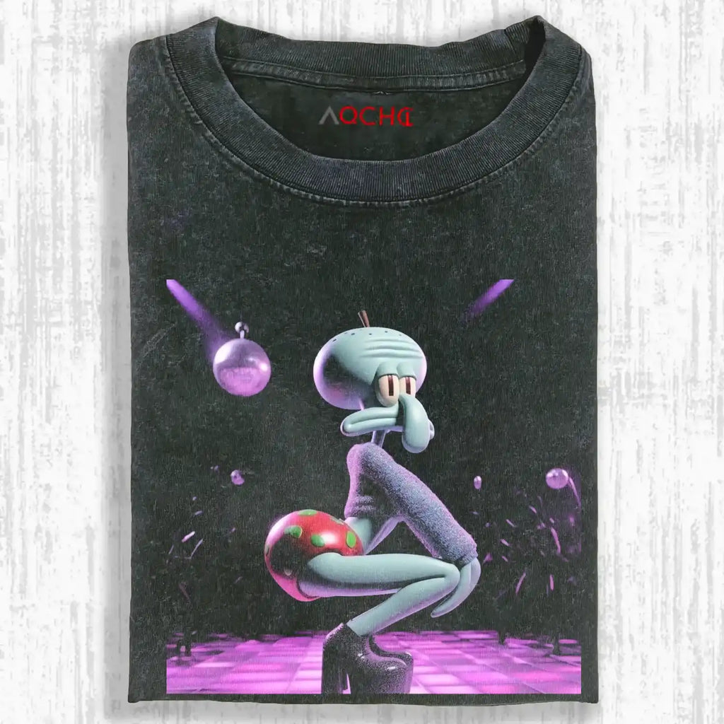 AQCHIC OCTOPUS NIGHTCLUB Unisex Graphic Heavyweight Cotton Shirt