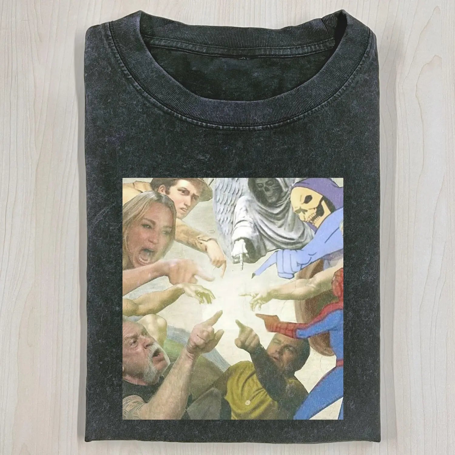 AQCHIC Pointing to the Middle Unisex Graphic Heavyweight Cotton Shirt