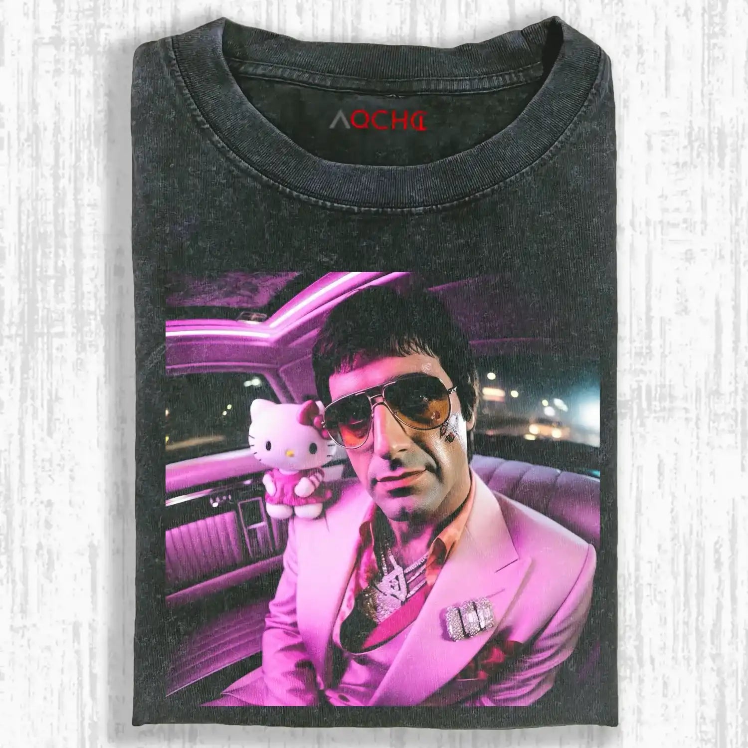 AQCHIC Pink Al Picno Unisex Graphic Heavyweight Cotton Shirt