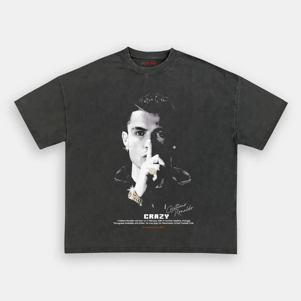 AQCHIC Ronaldo Big Face Unisex Graphic Heavyweight Cotton Shirt