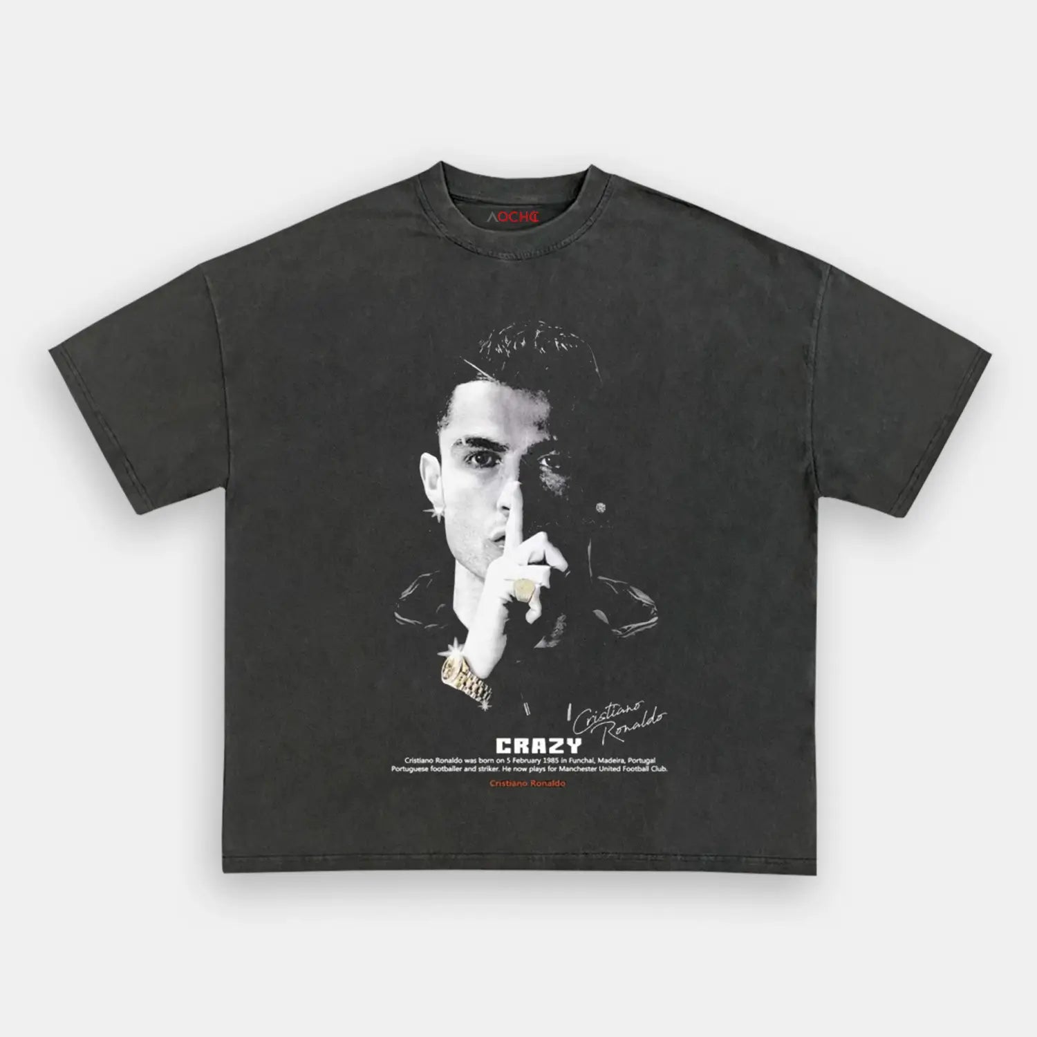 AQCHIC Ronaldo Big Face Unisex Graphic Heavyweight Cotton Shirt