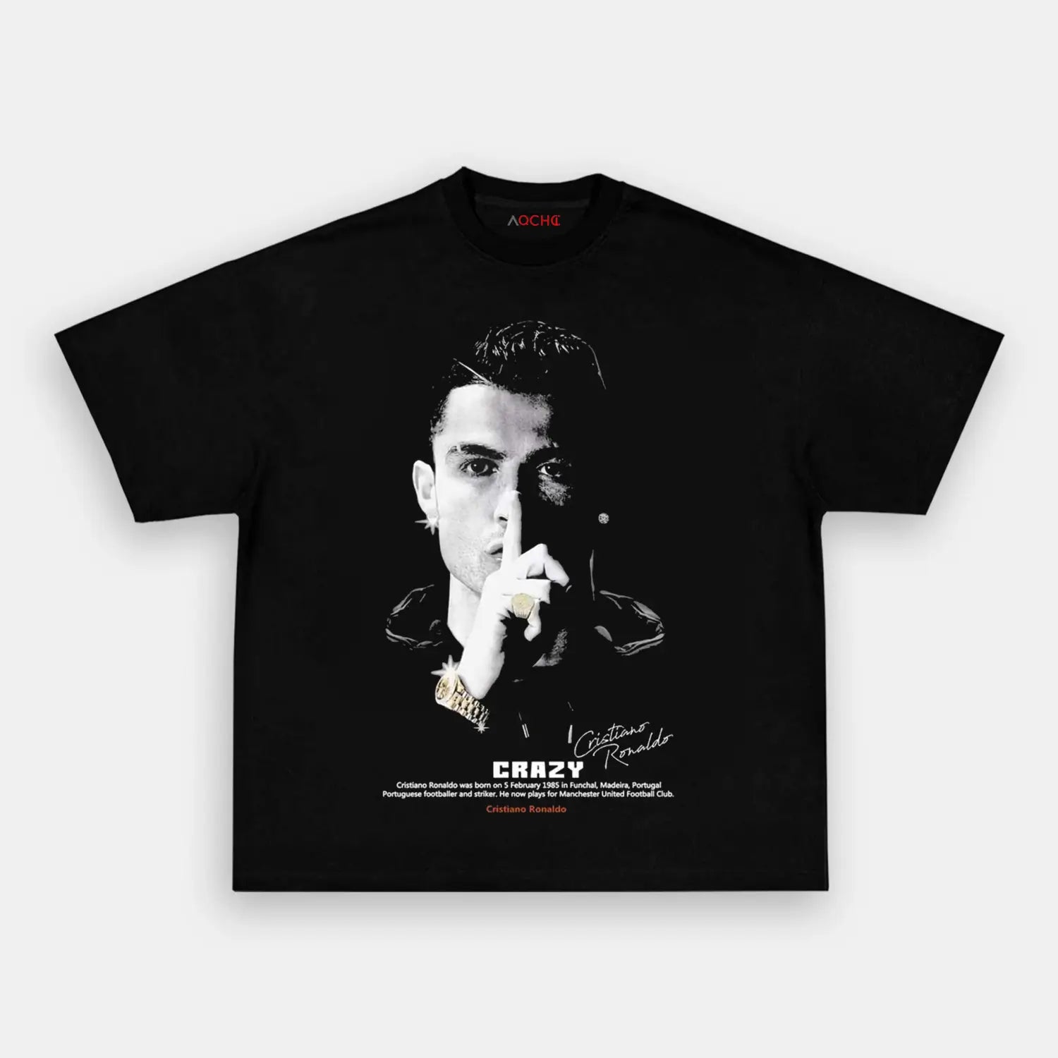 AQCHIC Ronaldo Big Face Unisex Graphic Heavyweight Cotton Shirt