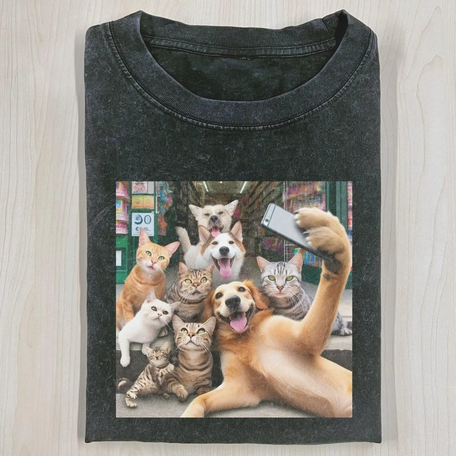 AQCHIC SELFIES WITH FRIENDS Unisex Graphic Heavyweight Cotton Shirt
