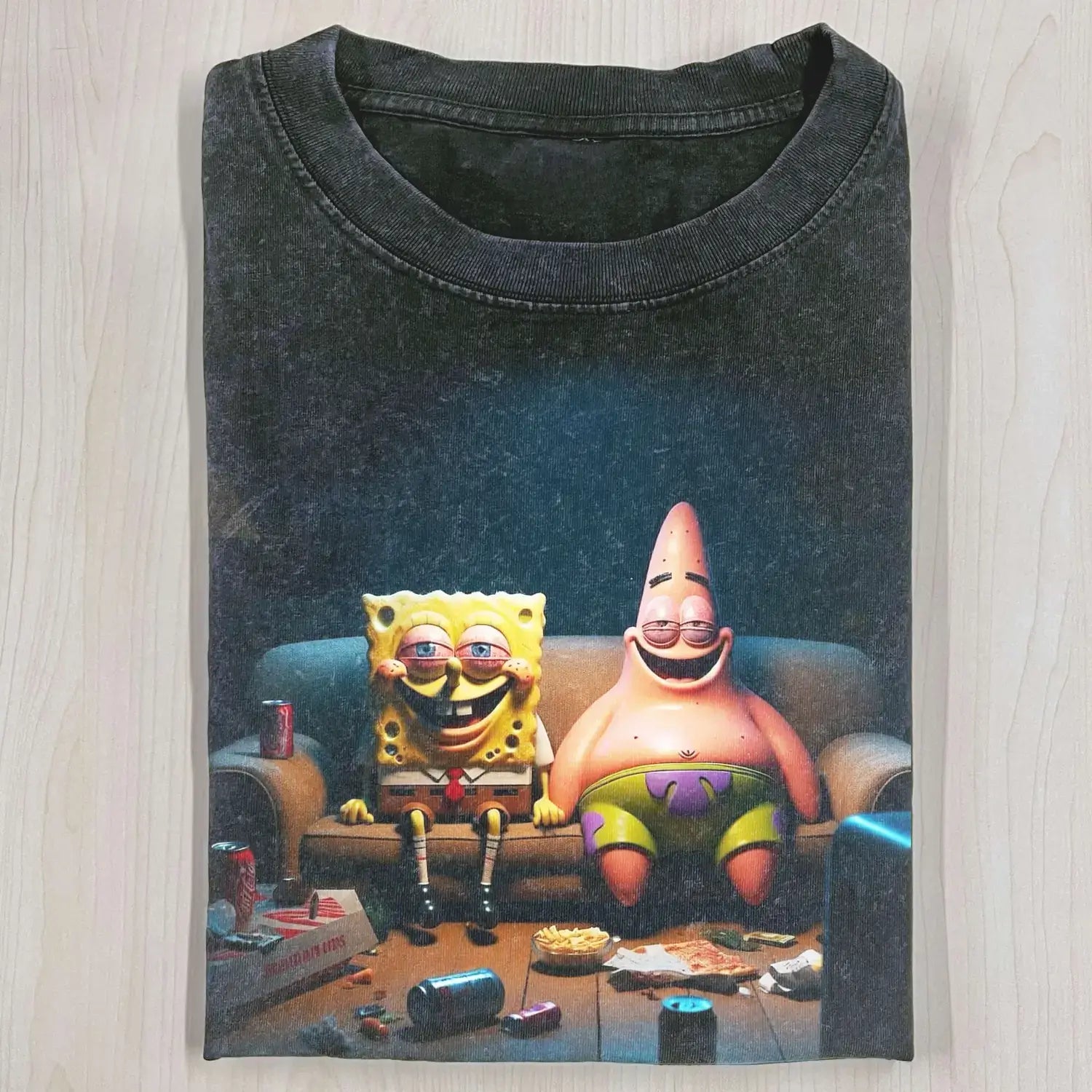 AQCHIC SpongeBob SquarePants Graphic Heavyweight Cotton Shirt