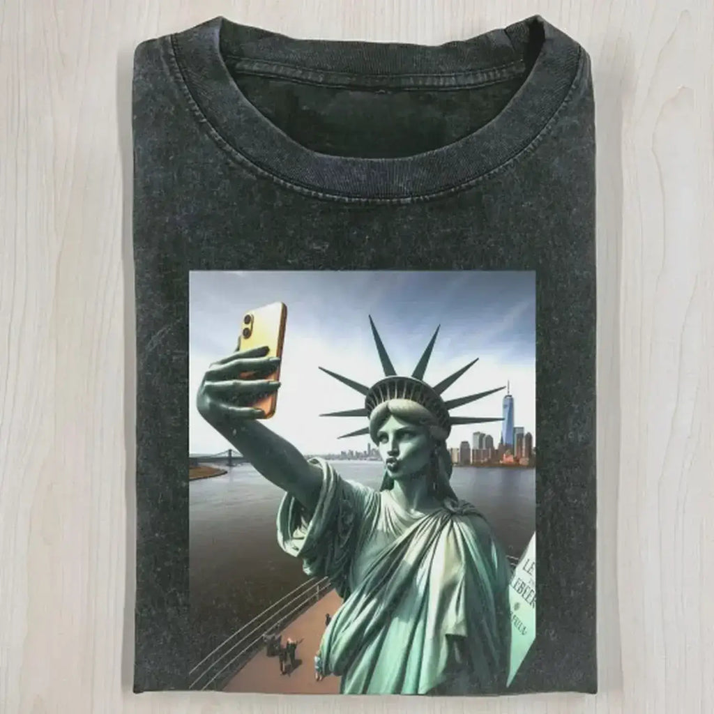 AQCHIC Statue of Liberty 2.0 Unisex Graphic Heavyweight Cotton Shirt