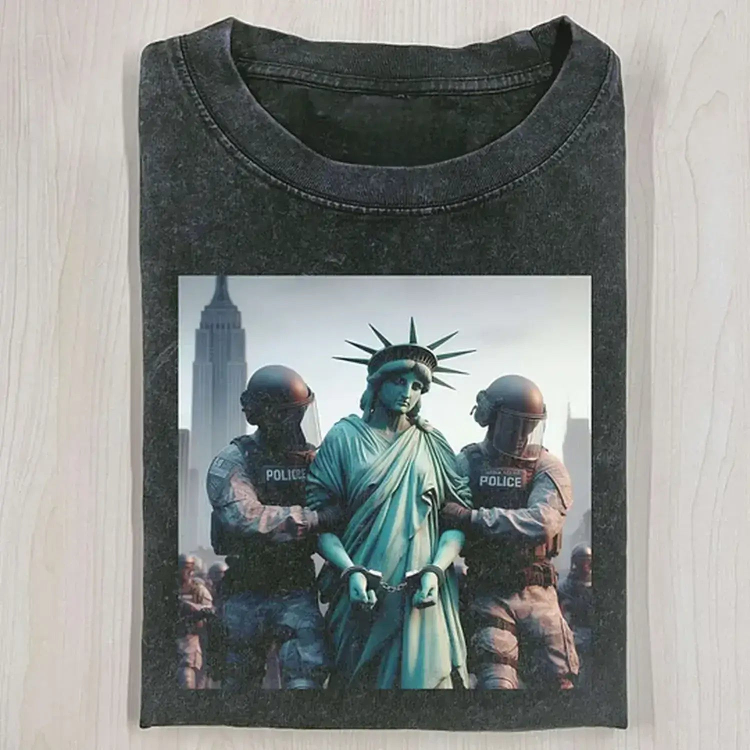AQCHIC Statue of Liberty Unisex Graphic Heavyweight Cotton Shirt