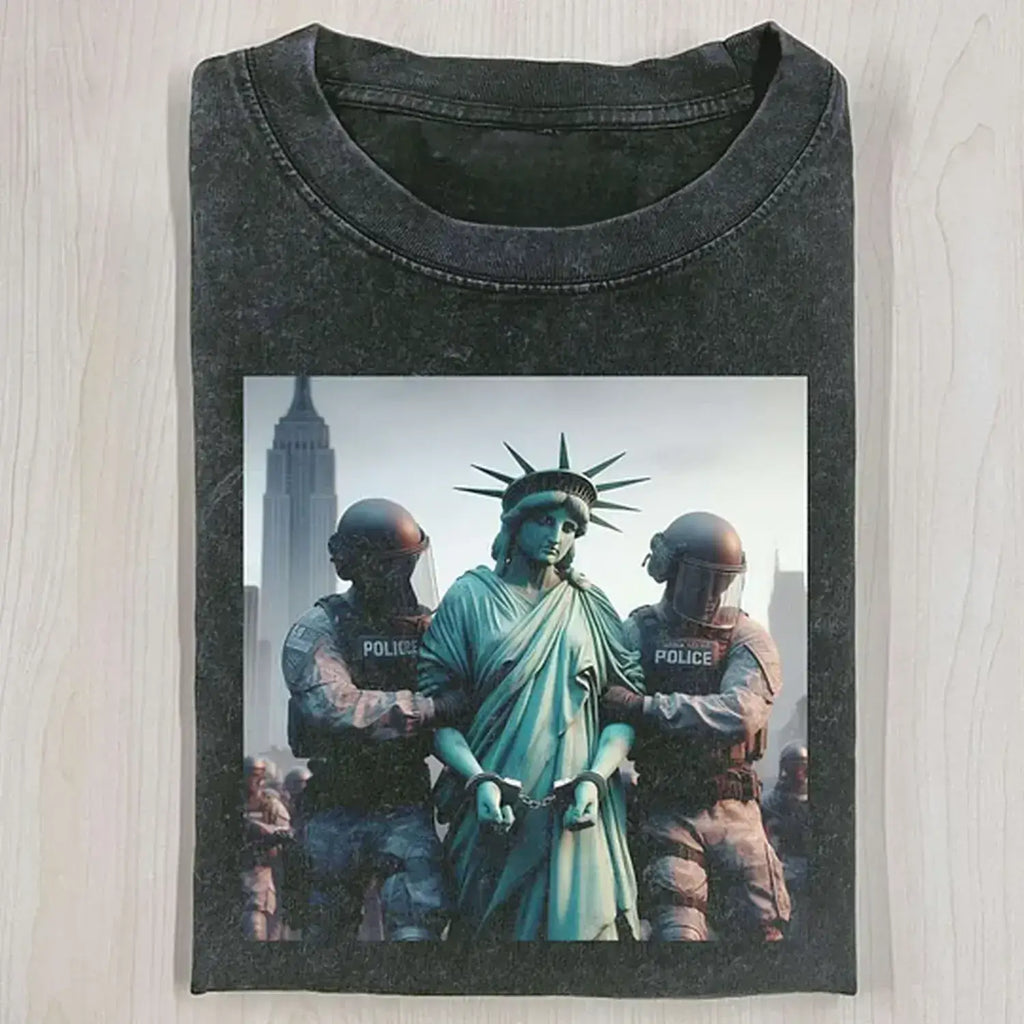 AQCHIC Statue of Liberty Unisex Graphic Heavyweight Cotton Shirt