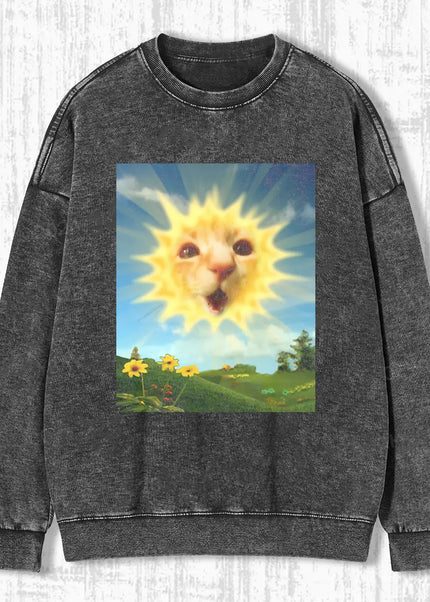 AQCHIC SUNSHINE CAT Unisex Graphic Heavyweight Cotton Shirt