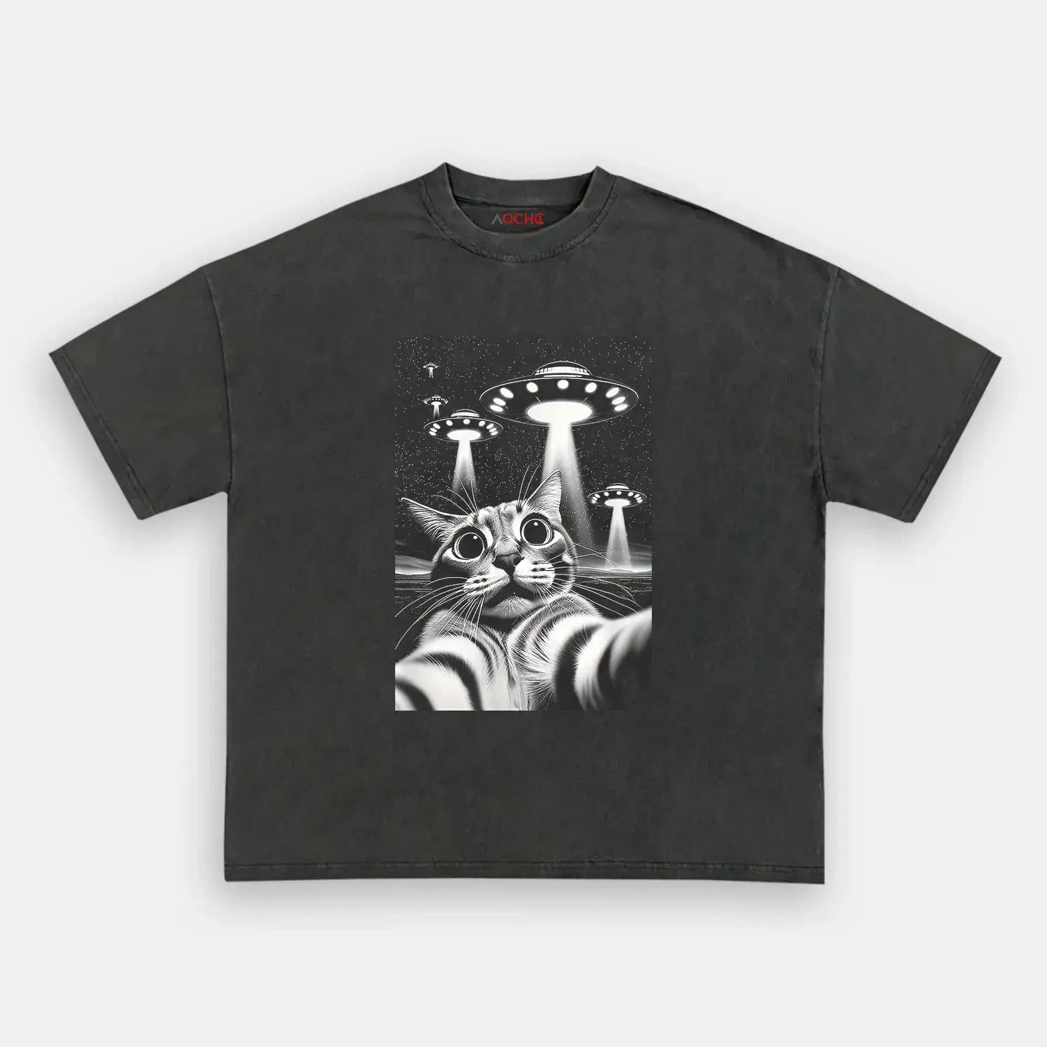 AQCHIC Shot on Meow Planet Unisex Graphic Heavyweight Cotton Shirt
