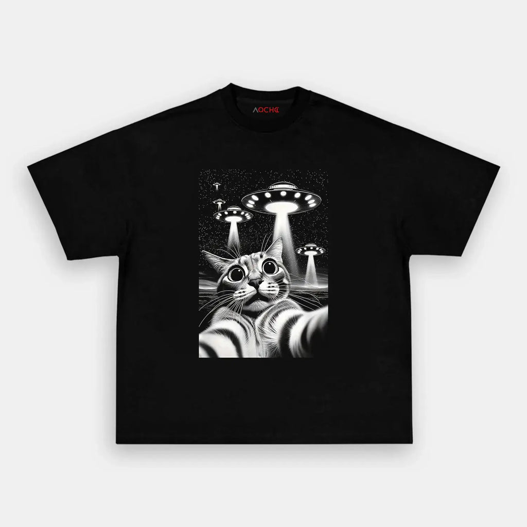 AQCHIC Shot on Meow Planet Unisex Graphic Heavyweight Cotton Shirt