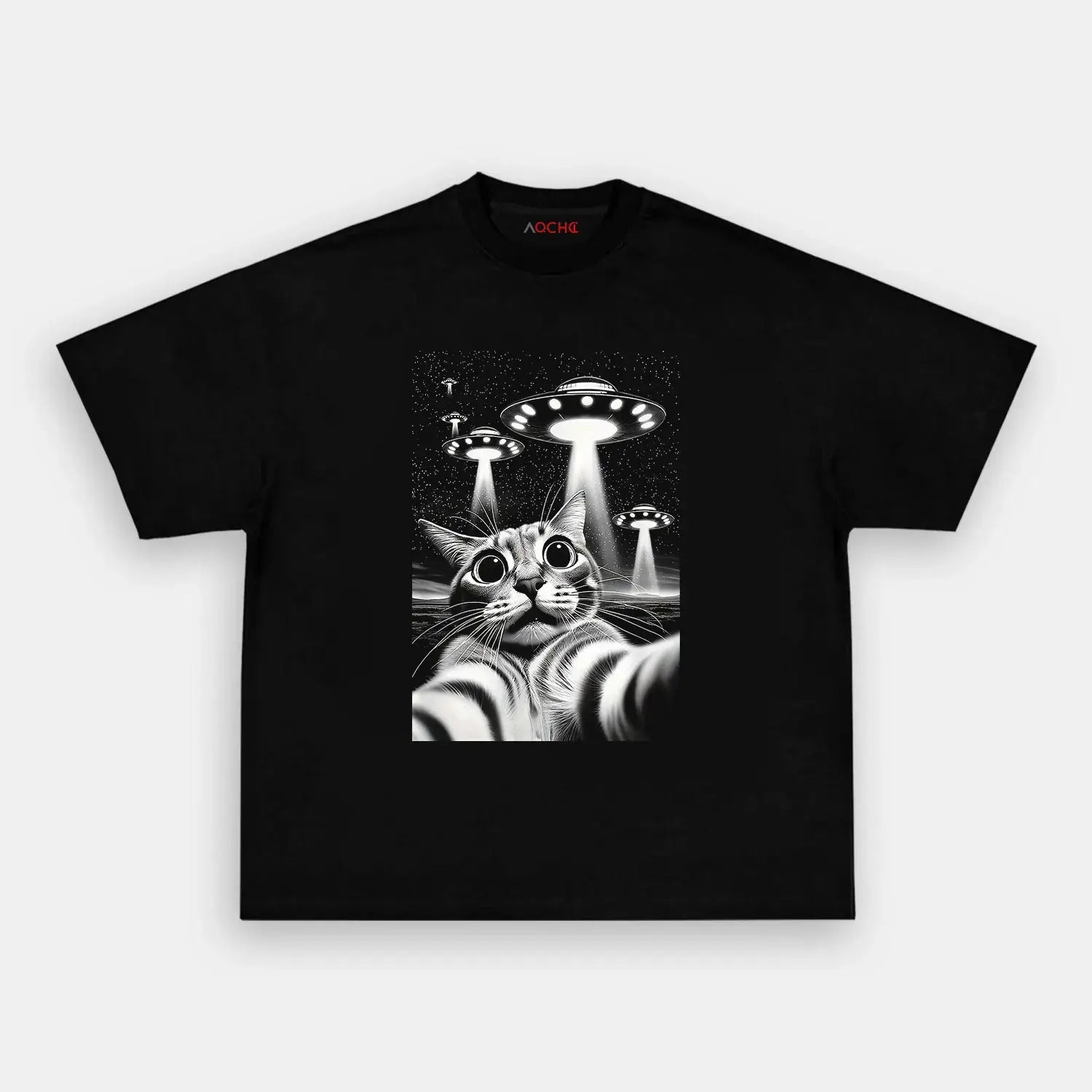 AQCHIC Shot on Meow Planet Unisex Graphic Heavyweight Cotton Shirt