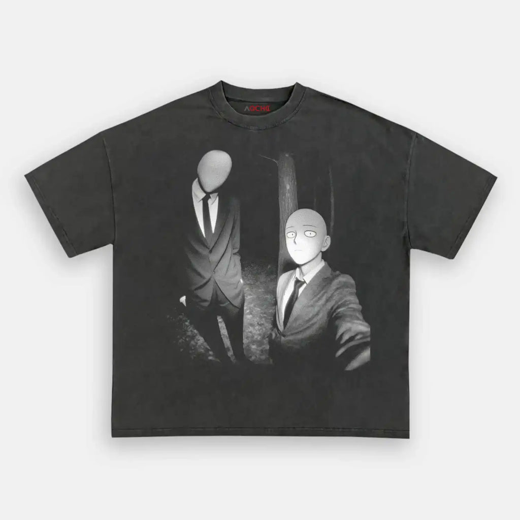 AQCHIC Slender Man & Saitama Unisex Graphic Heavyweight Cotton Shirt