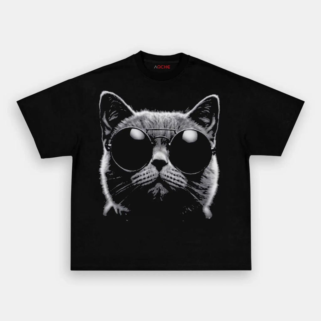 AQCHIC SUNGLASSES BRITISH SHORTHAIR Unisex Graphic Heavyweight Cotton Shirt