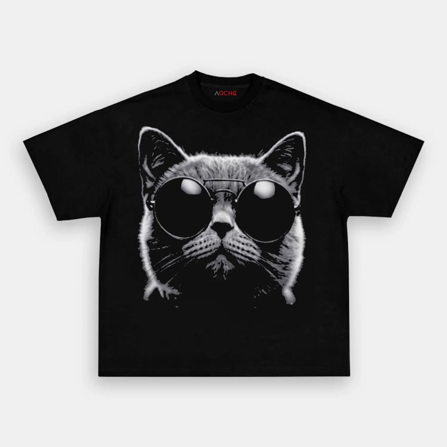 AQCHIC SUNGLASSES BRITISH SHORTHAIR Unisex Graphic Heavyweight Cotton Shirt