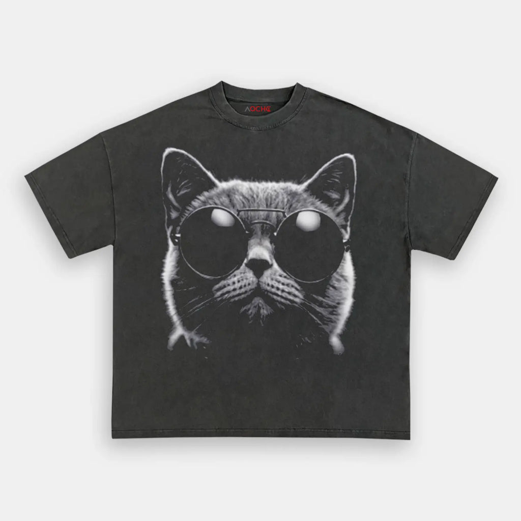 AQCHIC SUNGLASSES BRITISH SHORTHAIR Unisex Graphic Heavyweight Cotton Shirt
