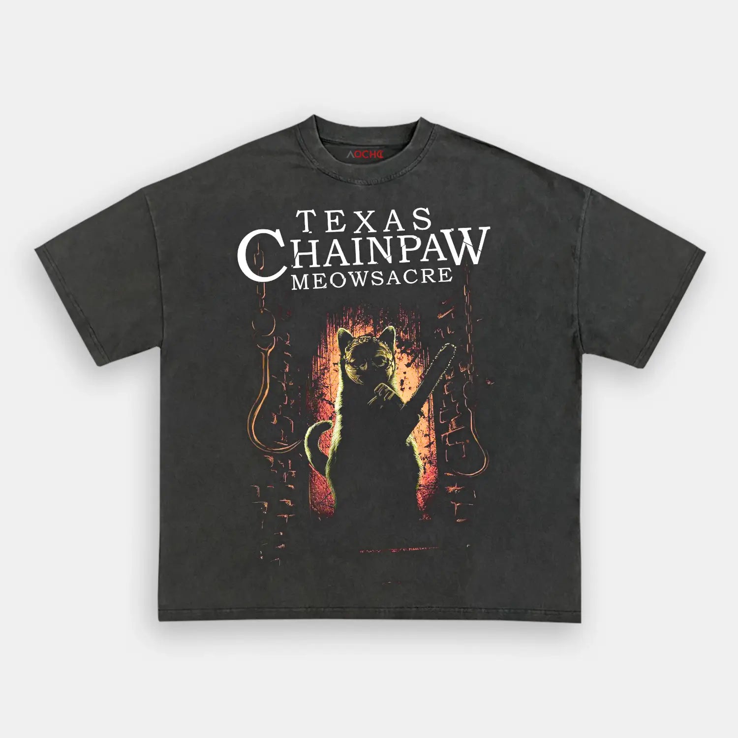 AQCHIC TEXAS CHAINPAW MEOWSACRE Unisex Graphic Heavyweight Cotton Shirt