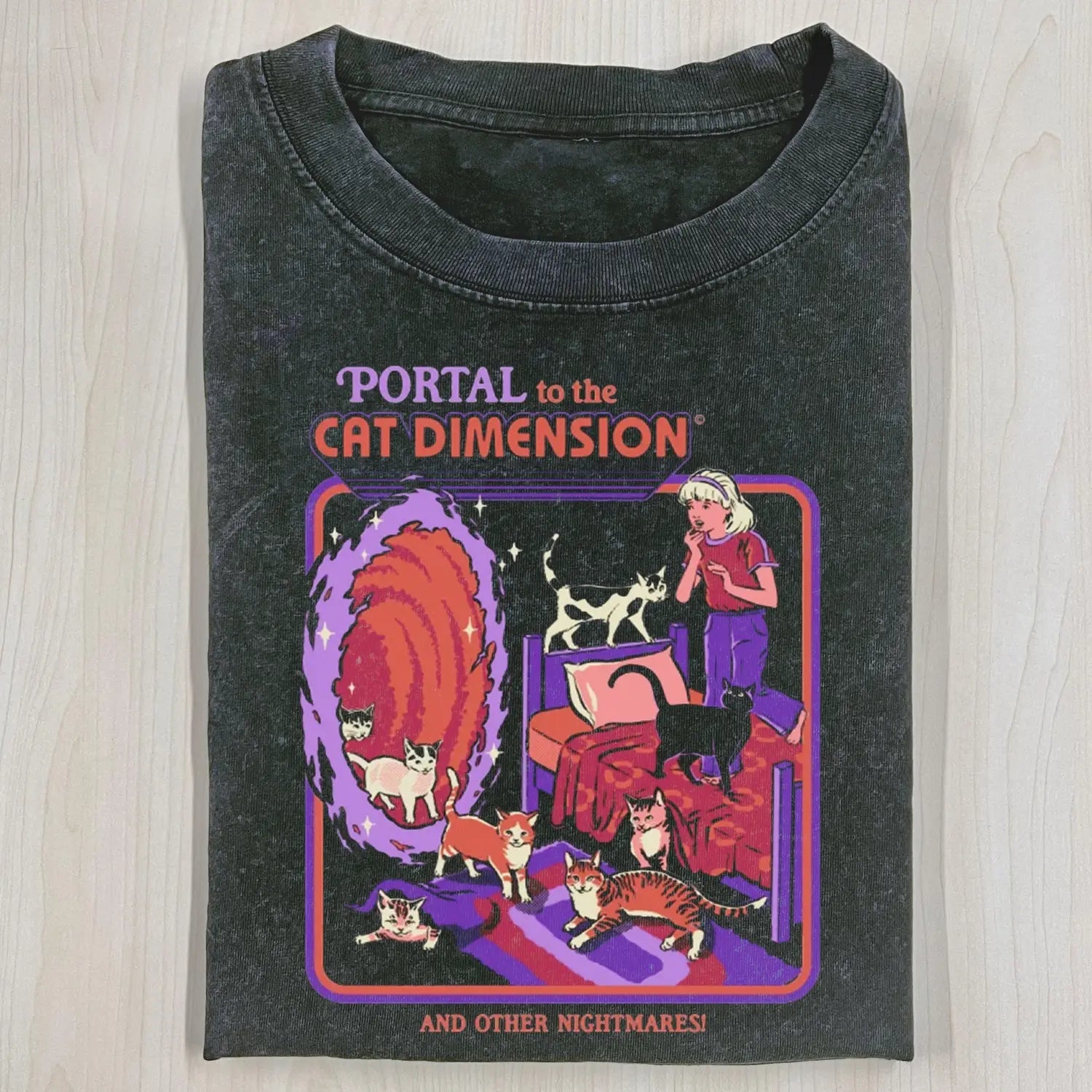AQCHIC THE CAT DIMENSION Unisex Graphic Heavyweight Cotton Shirt