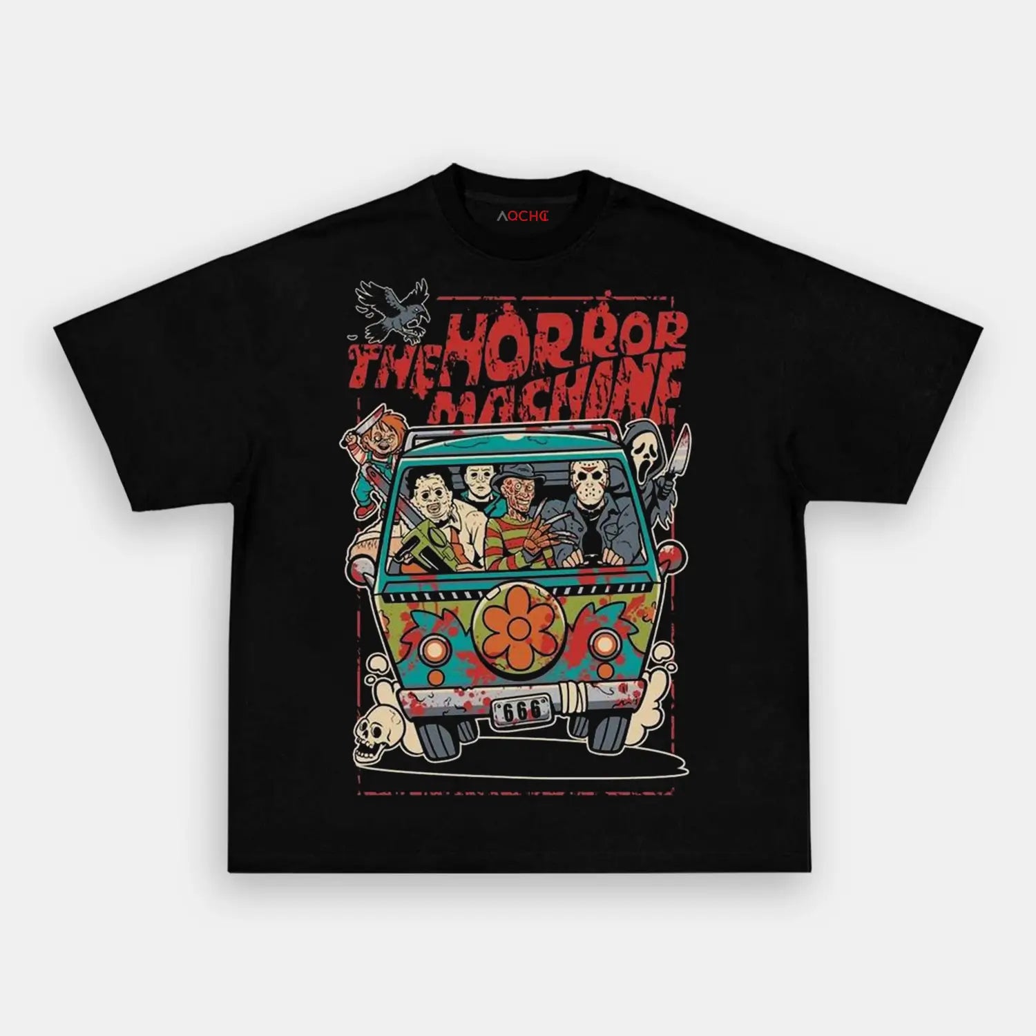 AQCHIC The Horror Movie Car Unisex Graphic Heavyweight Cotton Shirt