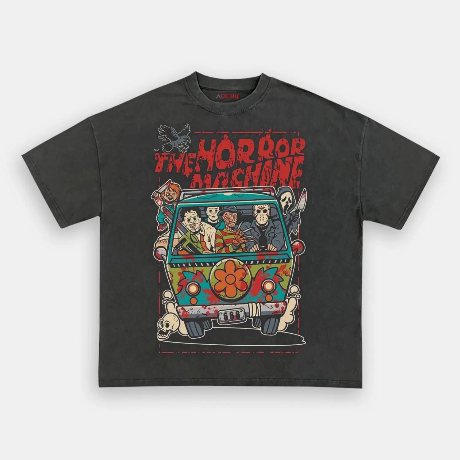 AQCHIC The Horror Movie Car Unisex Graphic Heavyweight Cotton Shirt