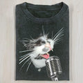 AQCHIC The Singing Cat Unisex Graphic Heavyweight Cotton Shirt