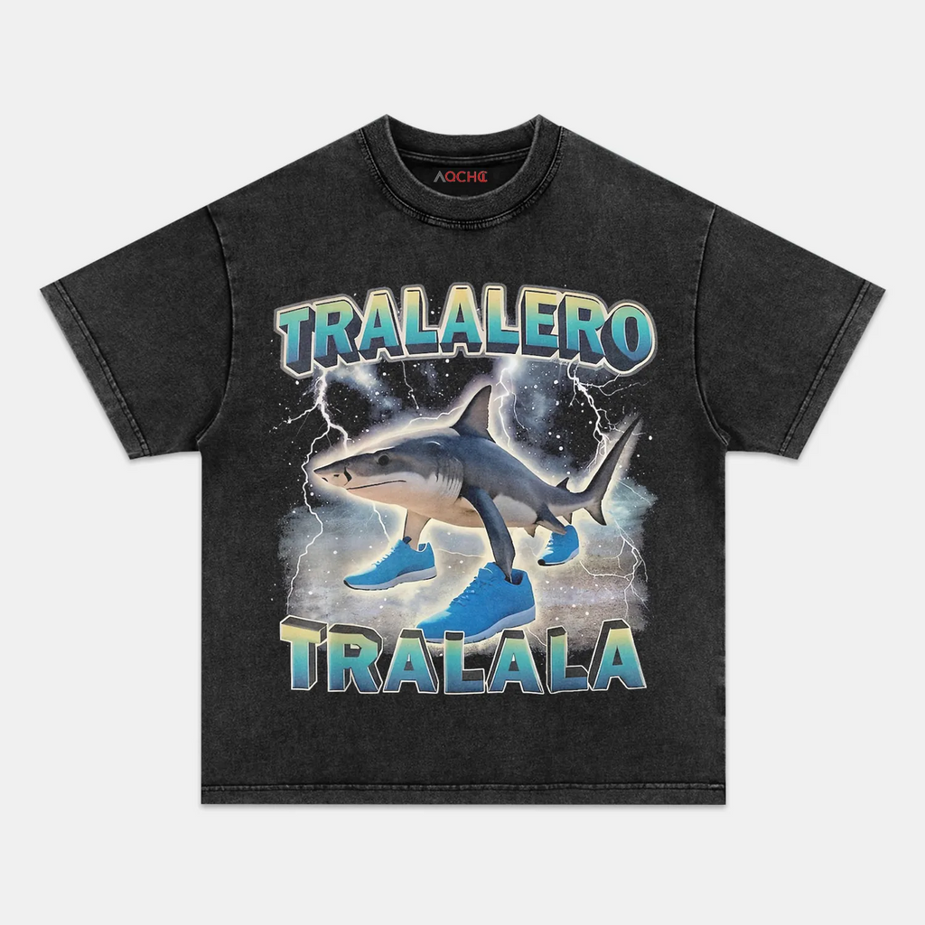 AQCHIC Tralalero Tralala Unisex Graphic Heavyweight Cotton Shirt