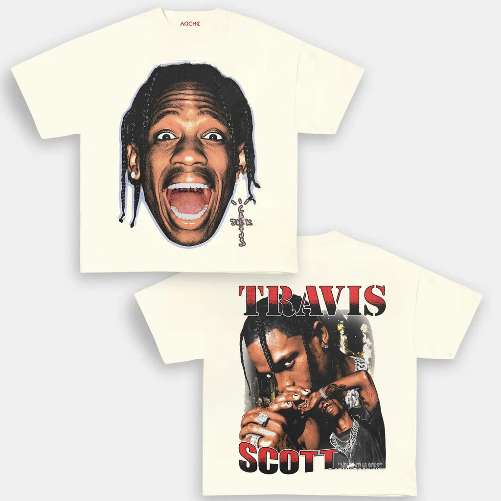 AQCHIC TRAVIS SCOTT BIG FACES Unisex Graphic Heavyweight Cotton Shirt
