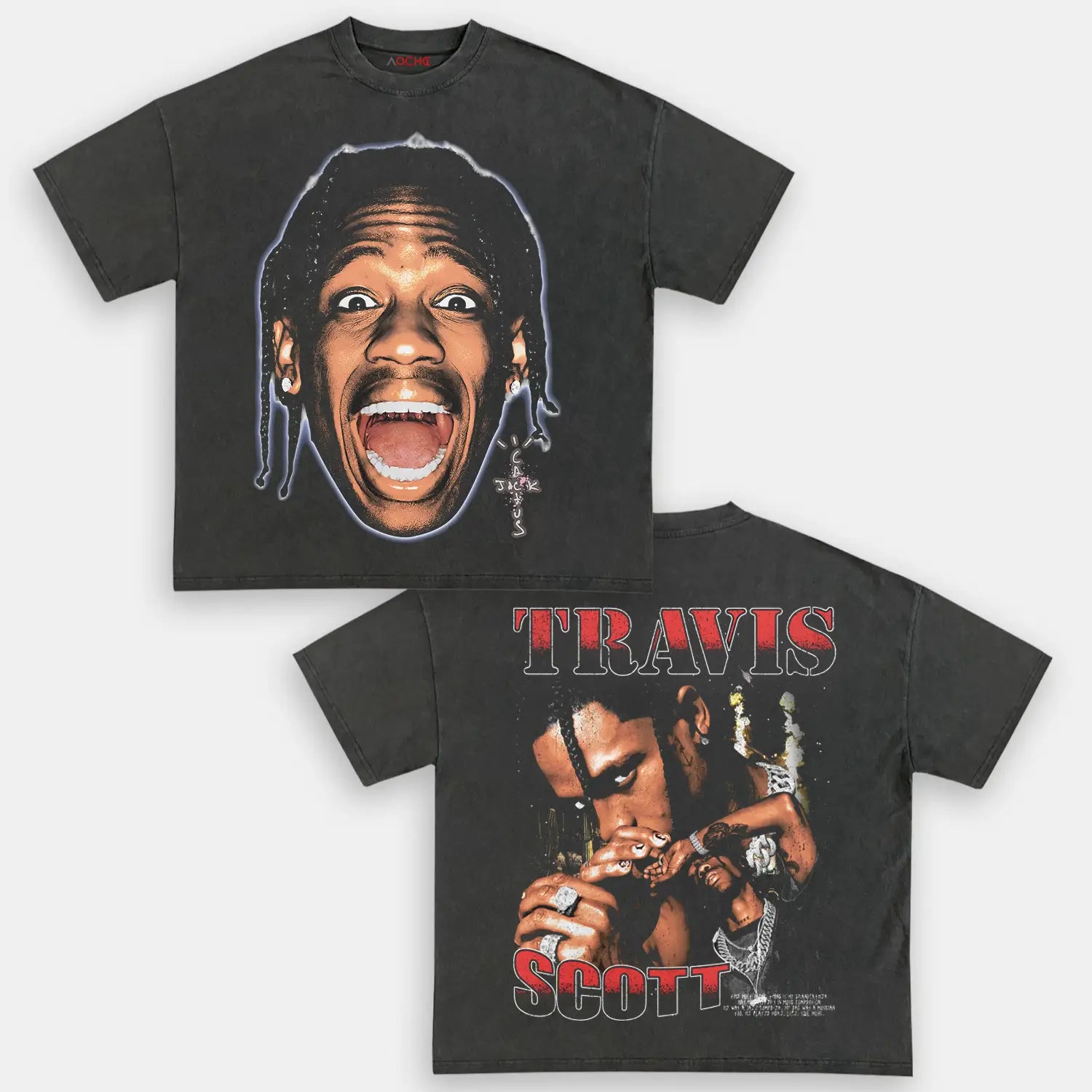 AQCHIC TRAVIS SCOTT BIG FACES Unisex Graphic Heavyweight Cotton Shirt