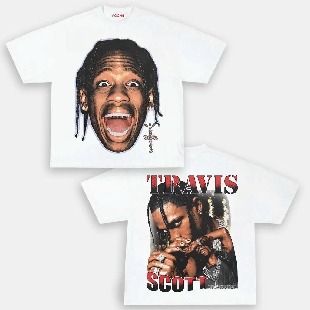 AQCHIC TRAVIS SCOTT BIG FACES Unisex Graphic Heavyweight Cotton Shirt