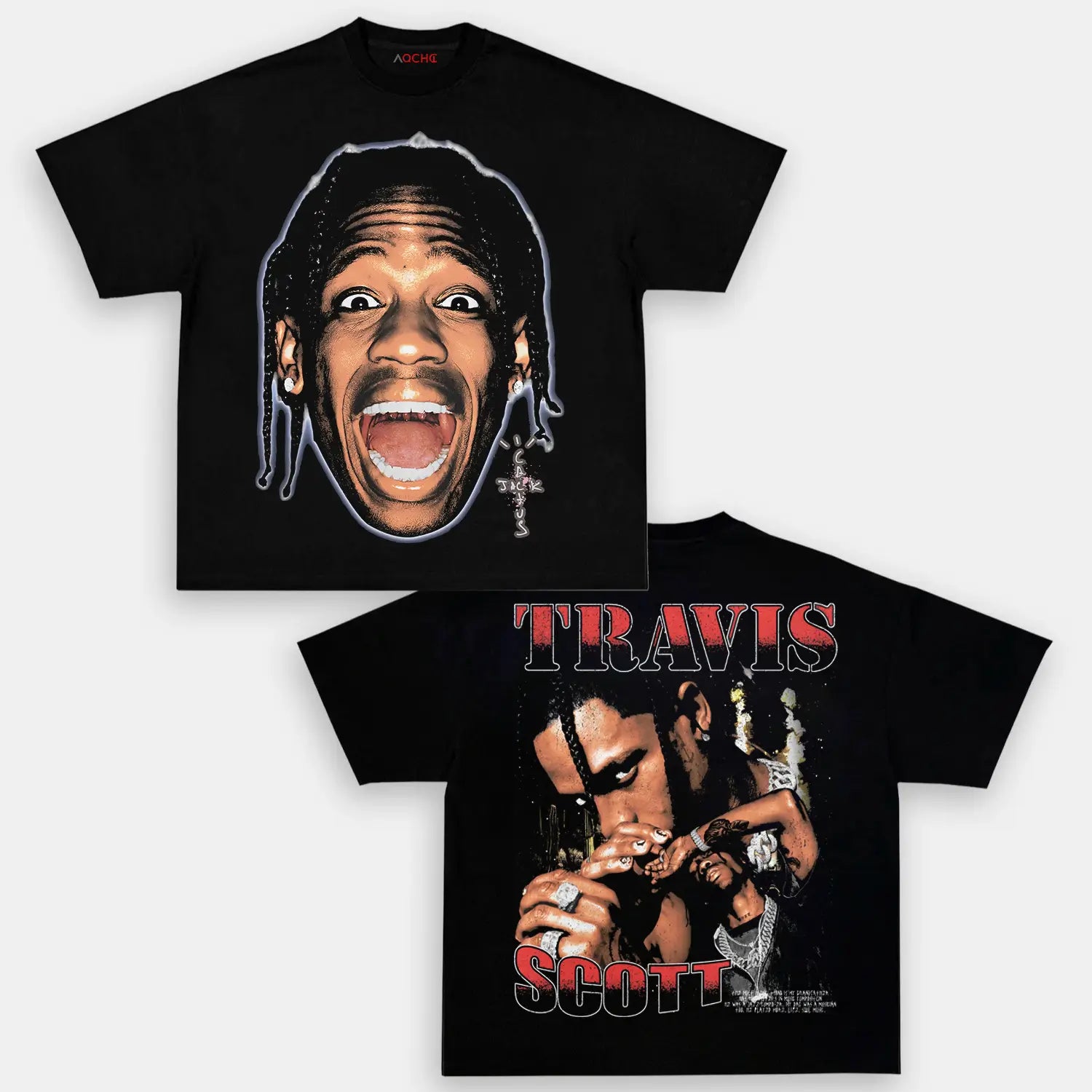 AQCHIC TRAVIS SCOTT BIG FACES Unisex Graphic Heavyweight Cotton Shirt