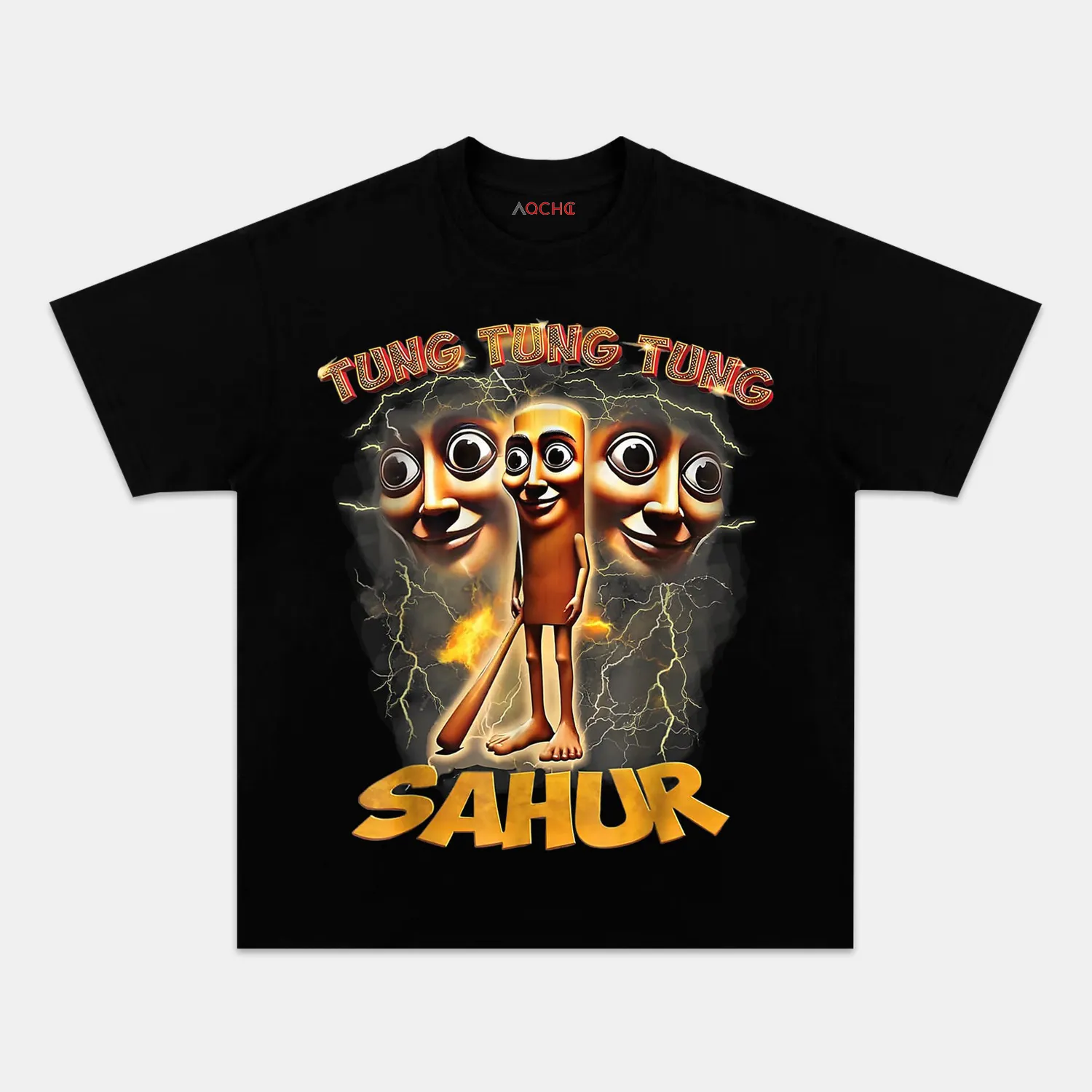 AQCHIC Tung Tung Sahur Unisex Graphic Heavyweight Cotton Shirt