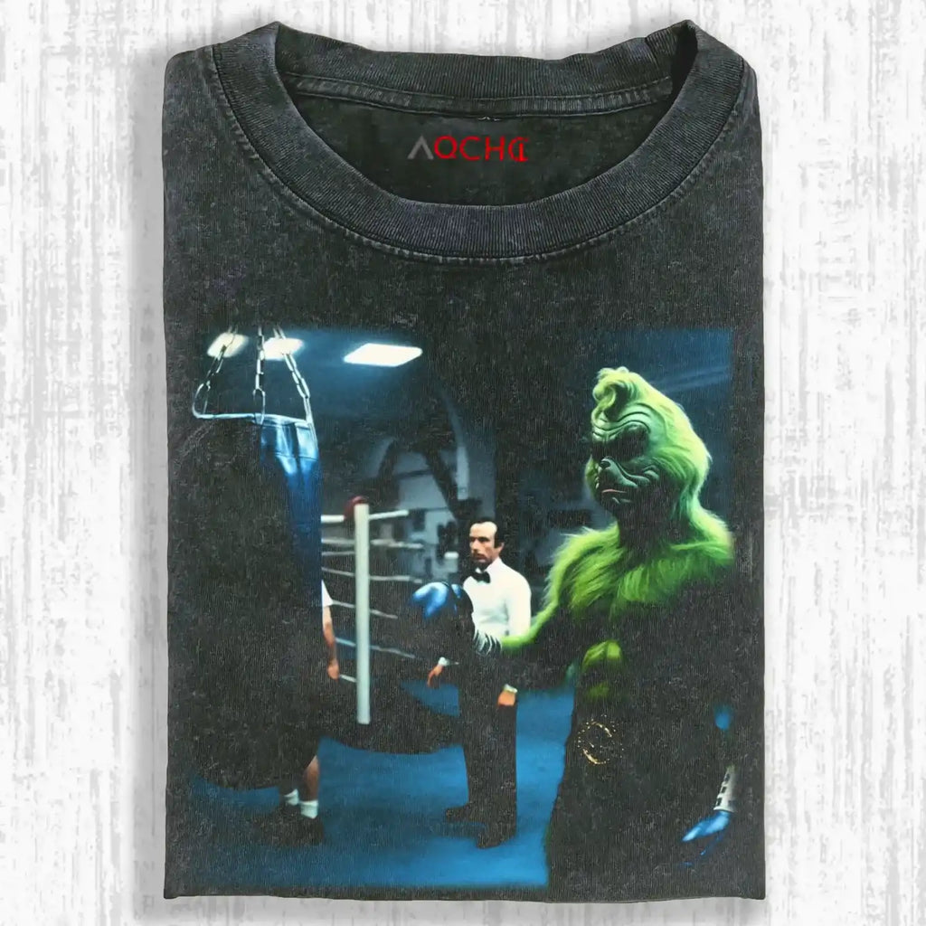 AQCHIC The Grinch Boxing Unisex Graphic Heavyweight Cotton Shirt