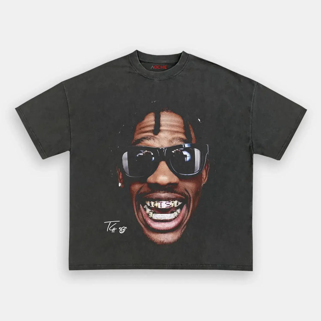 AQCHIC Big Face Travis Scott 2.0 Unisex Graphic Heavyweight Cotton Shirt