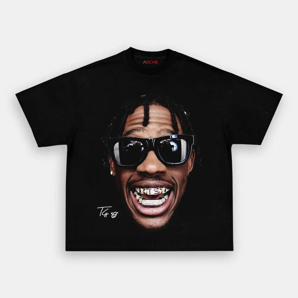 AQCHIC Big Face Travis Scott 2.0 Unisex Graphic Heavyweight Cotton Shirt