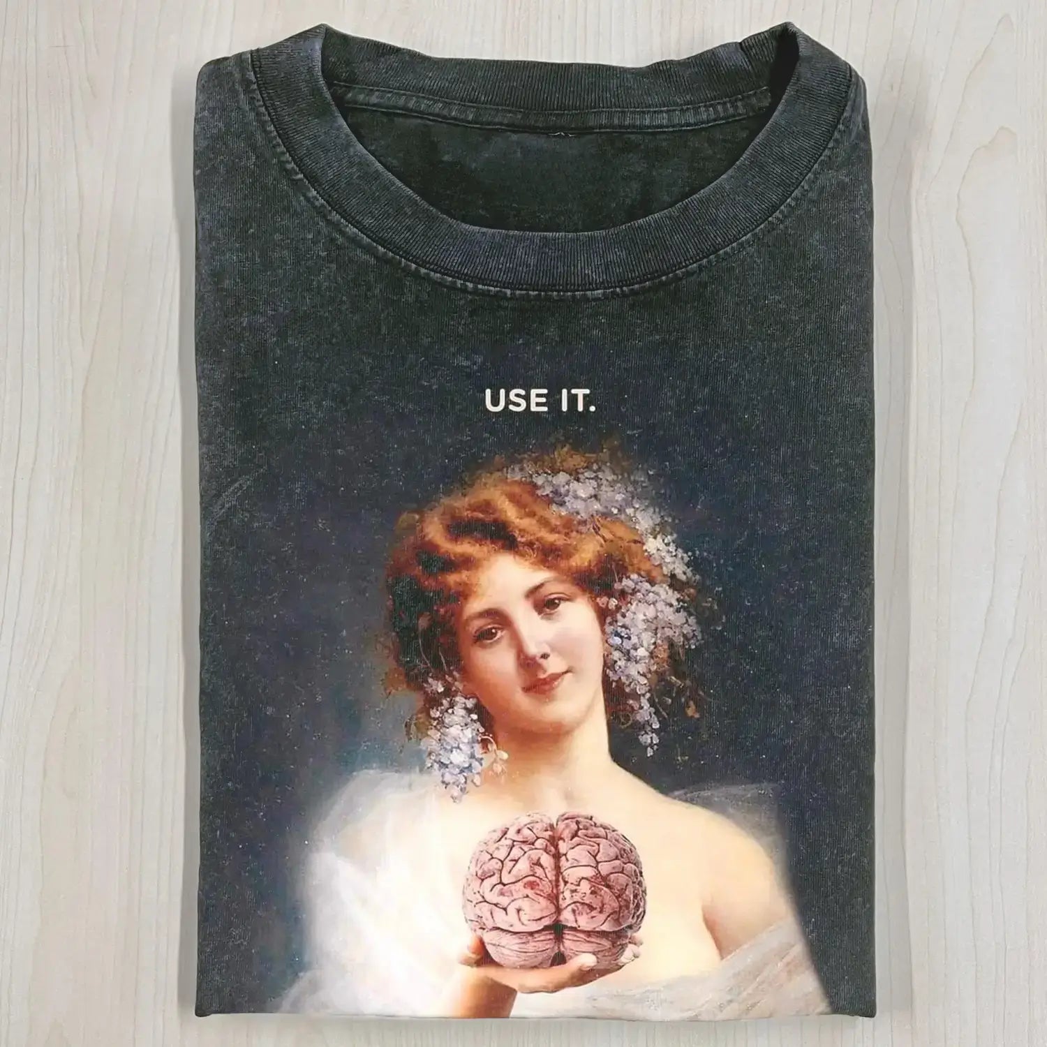 AQCHIC Use Your Brain Unisex Graphic Heavyweight Cotton Shirt