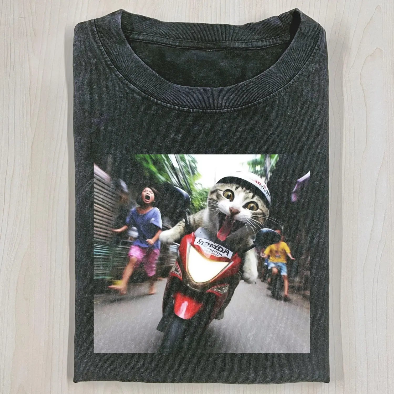 AQCHIC WACKY CAT 3.26 7.0 Unisex Graphic Heavyweight Cotton Shirt