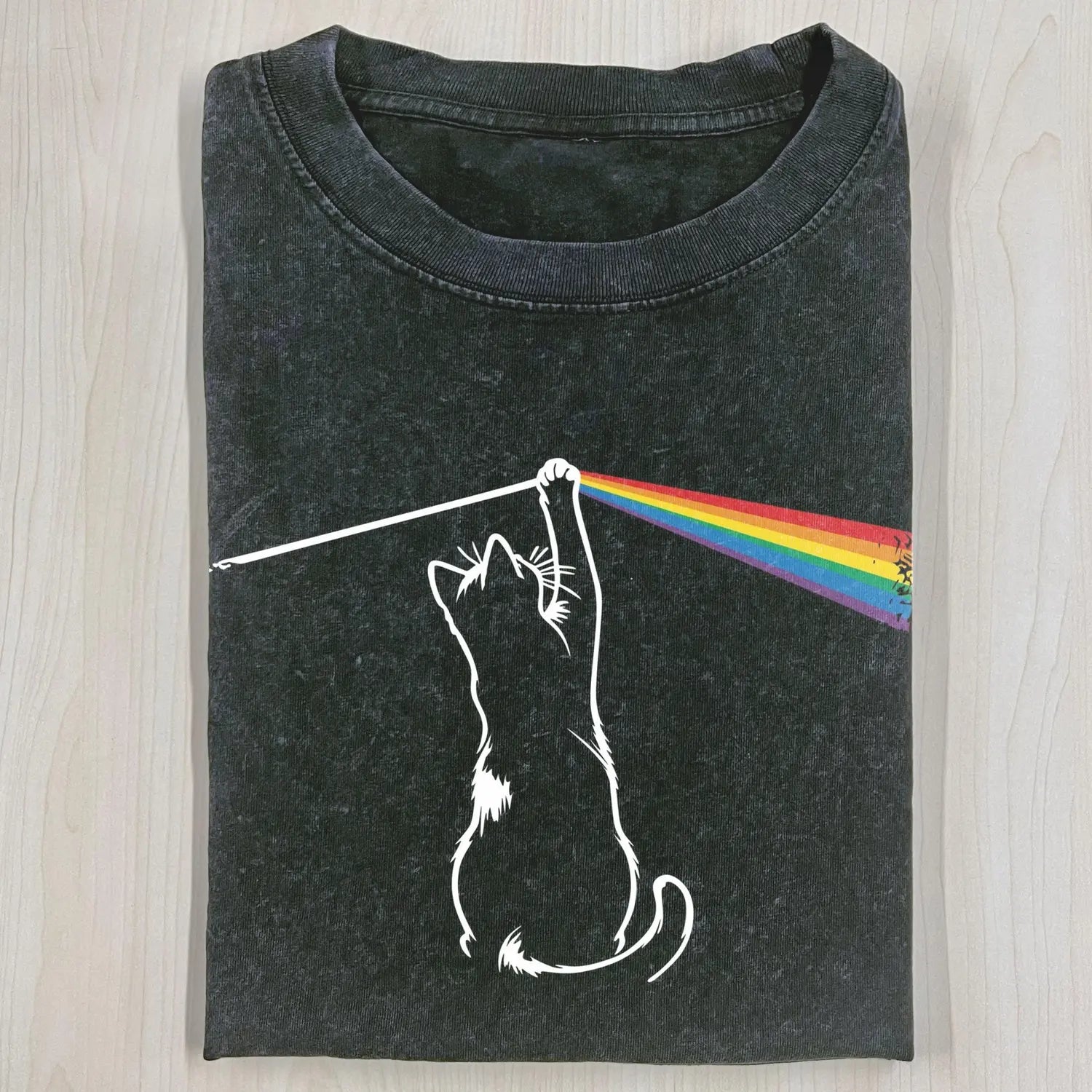 AQCHIC Wacky Cat Unisex Graphic Heavyweight Cotton Shirt
