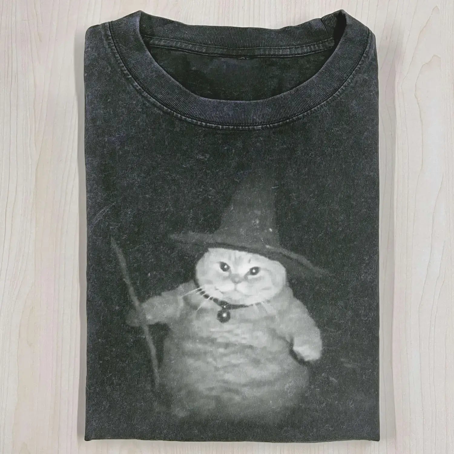 AQCHIC Wizard Cat Unisex Graphic Heavyweight Cotton Shirt