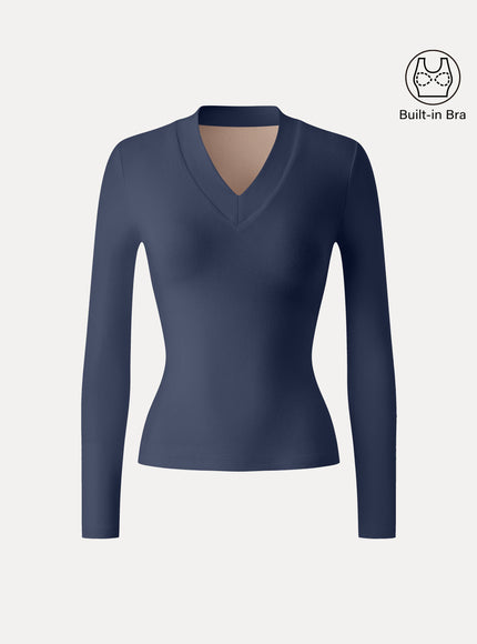 V-neck Wide Binding Slimming Built-In Bra Top