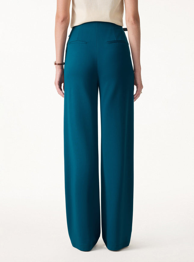 4-Way Stretch Drapey High Rise Wide Leg Ankled Pant