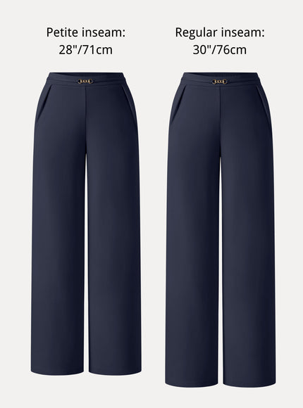 Ponte High-Rise Wide-Leg Pants with Pockets - Fog Beige