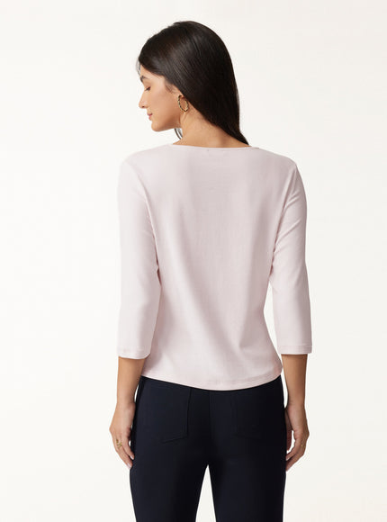Cotton Lyocell Round Neck Tucked Top