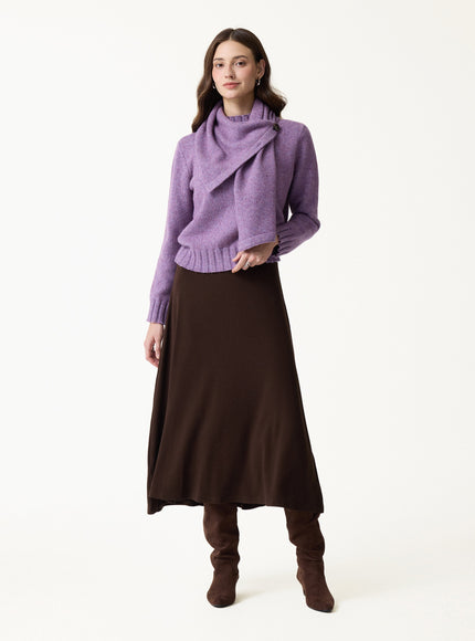 Merino Blend Plush Sweater with Removable Scarf