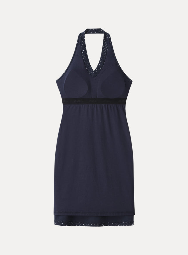 Stretch Cotton Halter Neck Polka Dot Mini Built-In Bra Dress Limited Edition