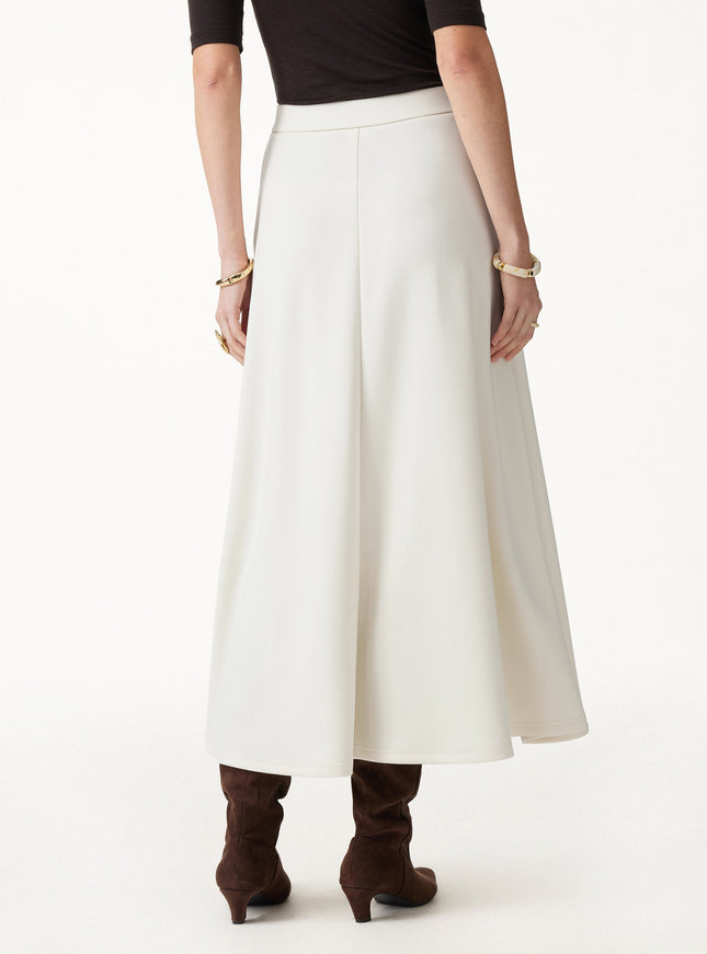 2Pcs Set V-Neck Long Sleeve Cardigan & Knit High-Rise Umbrella Midi Skirt with Pockets